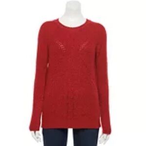 Pointelle Red Shine Crewneck Sweater XXL
